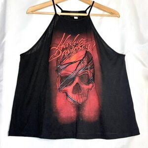 Harley Davidson Womans Black Tank L Classic Graphic Racerback Badass Iconic